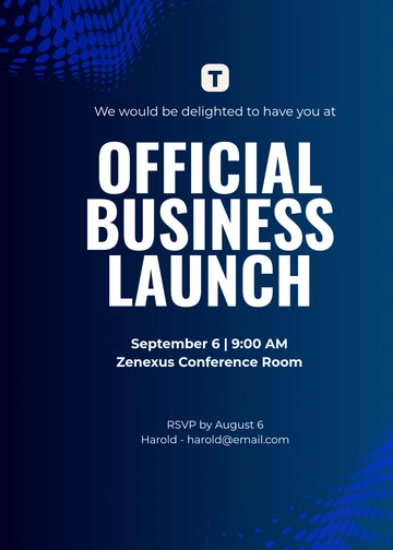 Professional Business Launch Announcement Invitation Template - Edit Online & Download