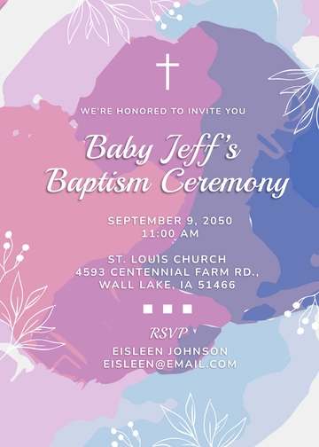Simple Watercolor Baptism Invitation Template - Edit Online & Download