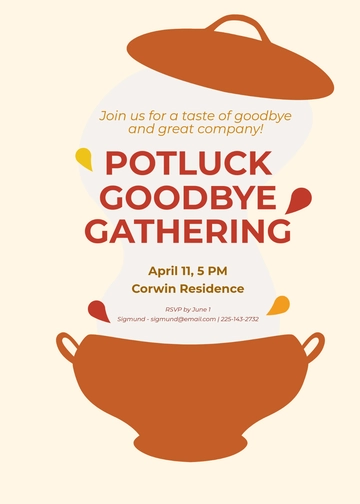 Aesthetic Farewell Potluck Party Invitation Template - Edit Online & Download