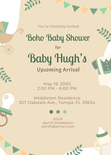 Boho Style Boy Baby Shower Invitation Template - Edit Online & Download