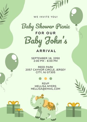 Simple Greenery Boy Baby Shower Invitation Template - Edit Online & Download