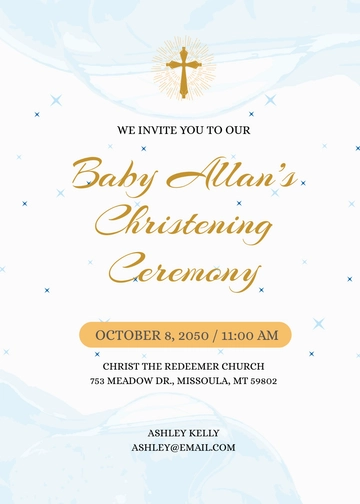 Watercolor Christening Invitation Template - Edit Online & Download