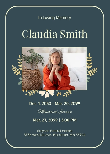 Remembrance Memorial Invitation Template - Edit Online & Download