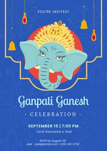 Blue Ganpati Ganesh Invitation Template - Edit Online & Download