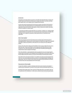 Data Quality White Paper Template