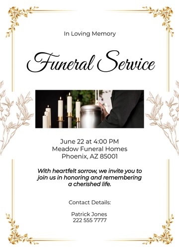 Funeral Service Invitation with Photo Card Template - Download | Template.net