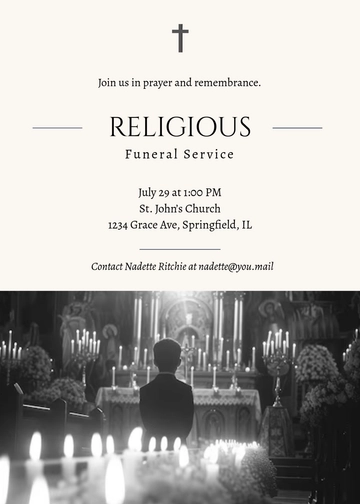 Religious Funeral Service Invitation Template - Edit Online & Download