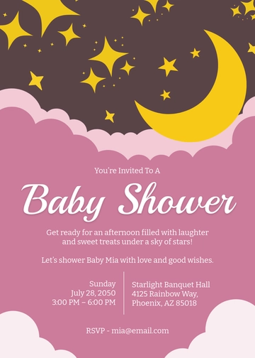 Colorful Stars Girl Baby Shower Invitation Template - Edit Online & Download