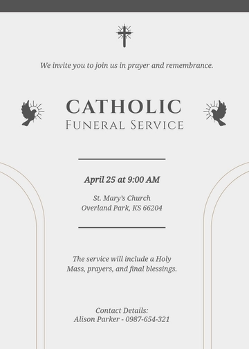 Catholic Funeral Service Invitation Template - Edit Online & Download