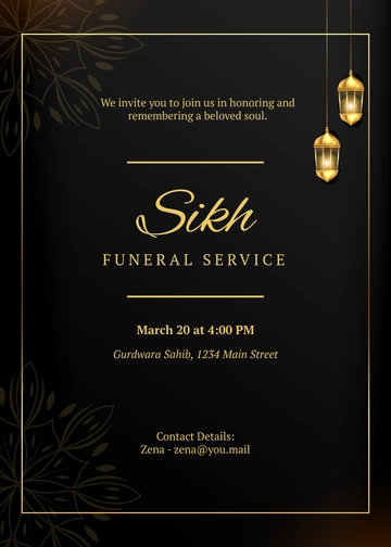 Sikh Funeral Service Invitation Template - Edit Online & Download