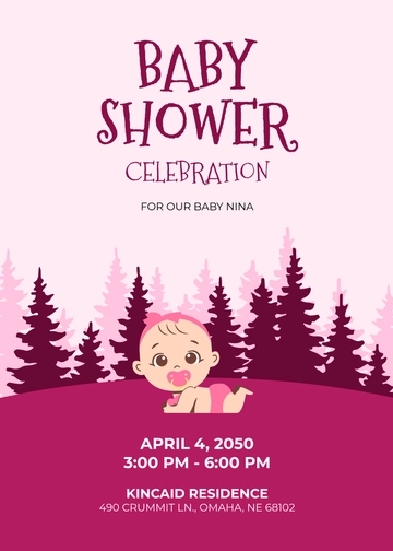 Modern Woodland Girl Baby Shower Invitation Template - Edit Online & Download