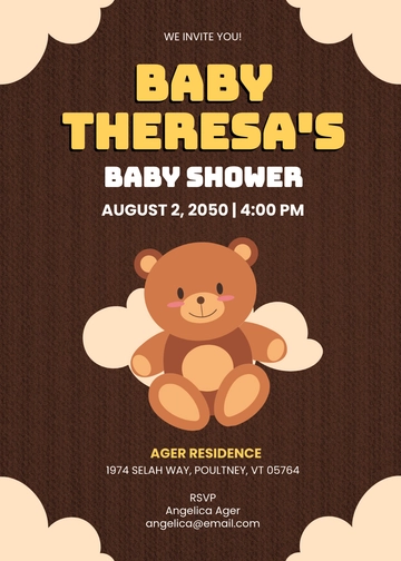 Teddy Bear Girl Baby Shower Invitation Template - Edit Online & Download