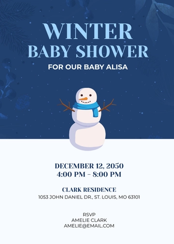 Aesthetic Winter Girl Baby Shower Invitation Template - Edit Online & Download