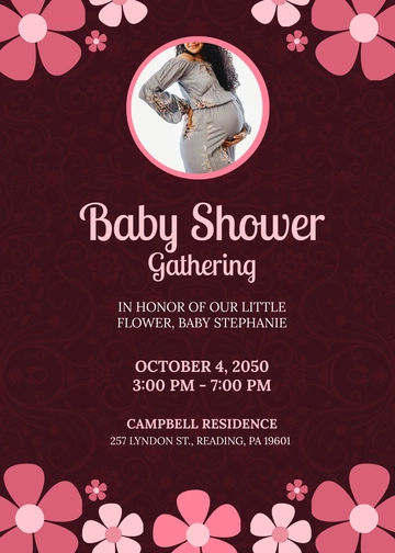 Pink Flower Baby Girl Shower Invitation Template - Edit Online & Download