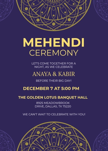 Simple Mehendi Invitation Template for Couples - Edit Online & Download