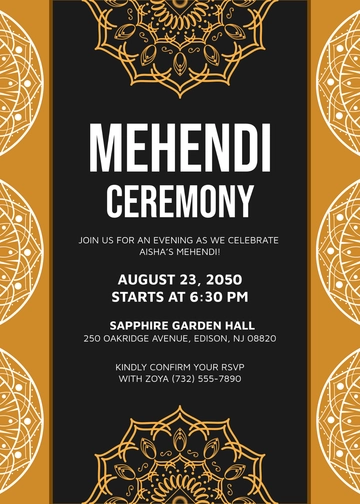 Creative Mehendi Invitation Template with Photo - Edit Online & Download