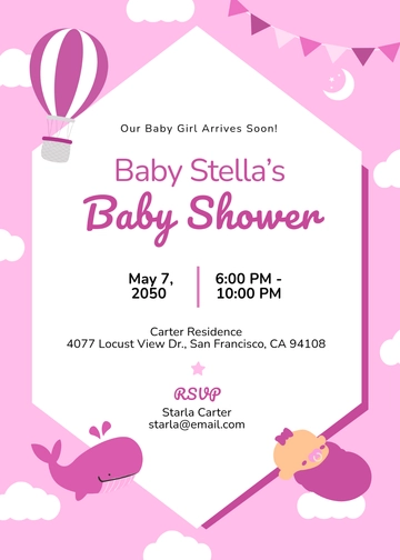 Unique Girl Baby Shower Invitation Card Template - Edit Online & Download