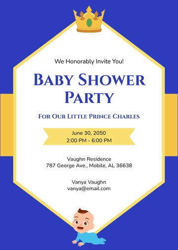 Prince Baby Shower Invitation Template for Boys - Edit Online & Download