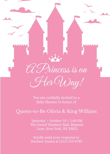 Royal Girl Baby Shower Invitation Template - Edit Online & Download