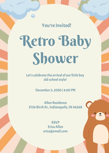 Retro Style Boy Baby Shower Invitation Template - Edit Online & Download