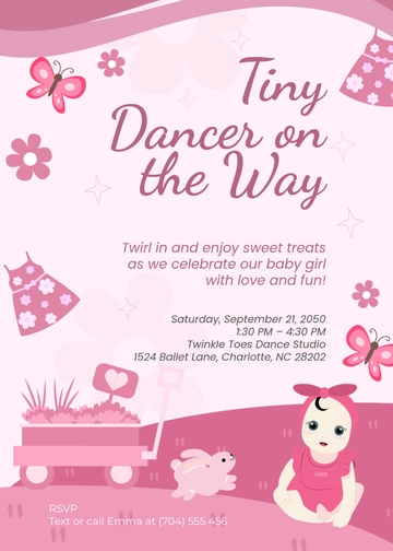 Tutu Girl Baby Shower Invitation Template - Edit Online & Download