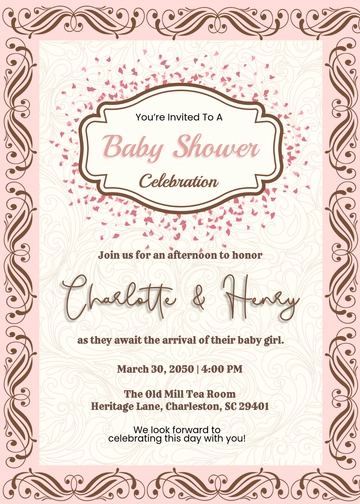 Vintage Girl Baby Shower Invitation Template - Edit Online & Download