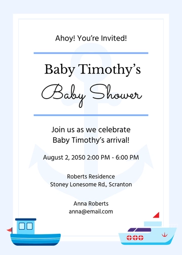 Professional Nautical Boy Baby Shower Invitation Template - Edit Online & Download