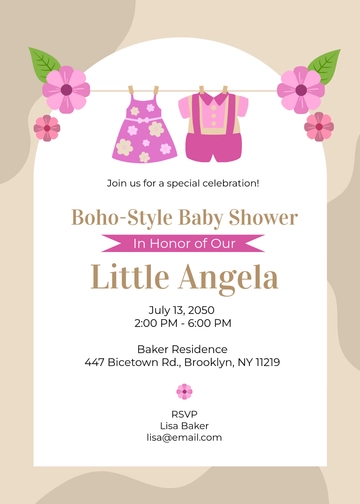 Blank Boho Girl Baby Shower Invitation Template - Edit Online & Download