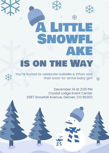 Winter Wonderland Girl Baby Shower Invitation Template - Edit Online & Download