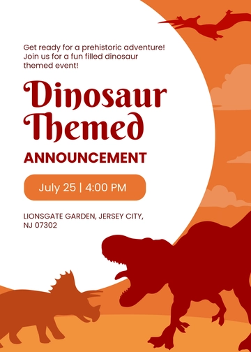 Dinosaur-Themed Announcement Invitation Template - Edit Online & Download