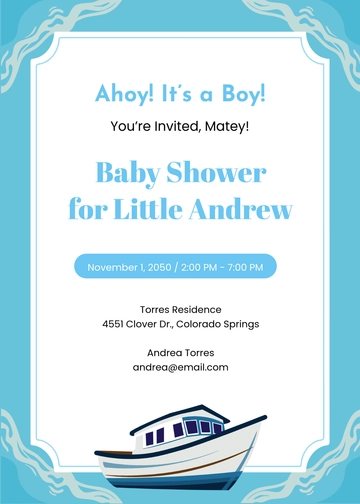 Ahoy It’s a Boy Baby Shower Invitation Design Template - Edit Online & Download