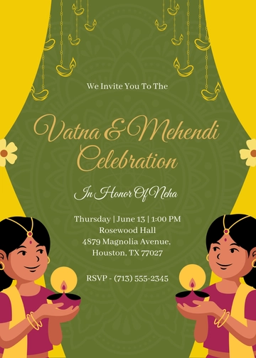 Vatna Mehendi Invitation Design Template - Edit Online & Download