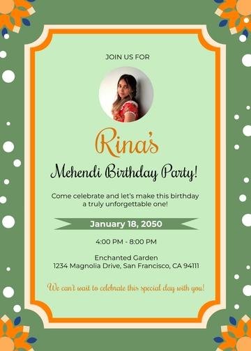 DIY Mehendi Birthday Invitation Template - Edit Online & Download