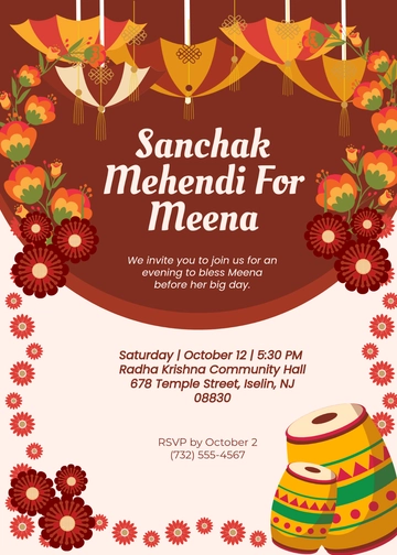 Colorful Sanchak Mehendi Invitation Template - Edit Online & Download