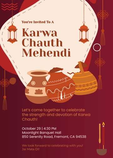 Karwa Chauth Mehendi Invitation Template - Edit Online & Download