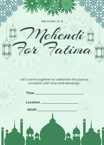 Blank Muslim Mehendi Invitation Template - Edit Online & Download