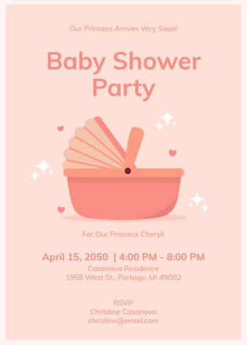 Princess Peach Girl Baby Shower Invitation Template - Edit Online & Download