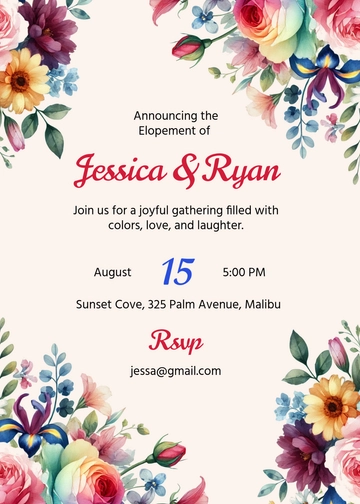 Colorful Elopement Announcement Invitation Template - Edit Online & Download