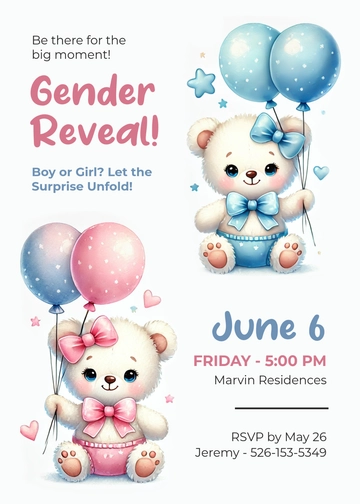 Creative Gender Reveal Announcement Invitation Template - Edit Online & Download