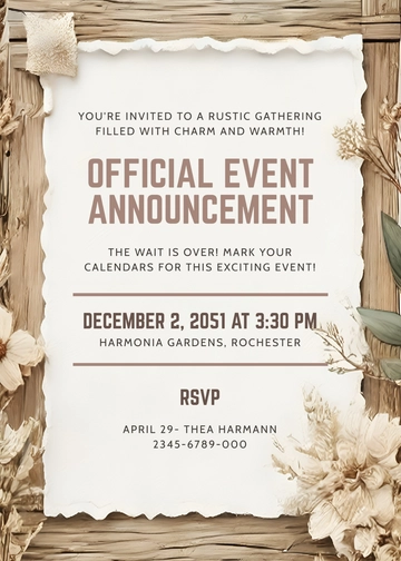 Rustic Style Background Announcement Invitation Template - Edit Online & Download