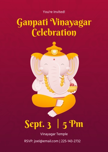 Custom Ganpati Vinayagar Invitation Template - Edit Online & Download