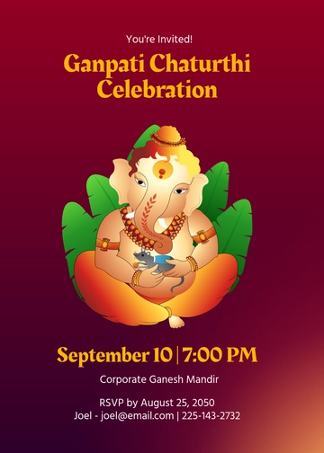 Professional Ganpati Invitation with Photo Template - Edit Online & Download
