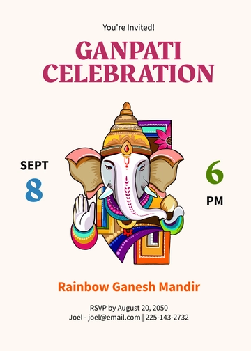 Colorful Ganpati Celebration Invitation Template - Edit Online & Download