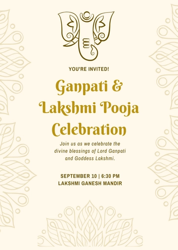 Simple Ganpati Lakshmi Invitation Template - Edit Online & Download