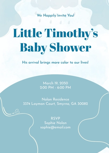 Watercolor Boy Baby Shower Invitation Template - Edit Online & Download