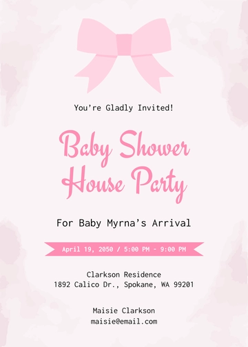 Simple Watercolor Girl Baby Shower Invitation Template - Edit Online & Download