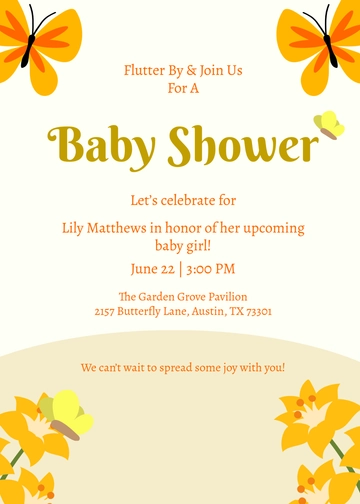 Butterfly Girl Baby Shower Invitation Template - Edit Online & Download