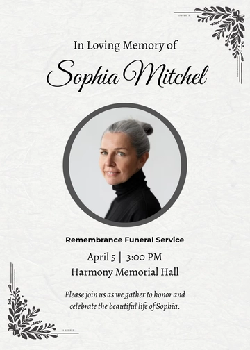 Remembrance Funeral Service Invitation Template - Edit Online & Download
