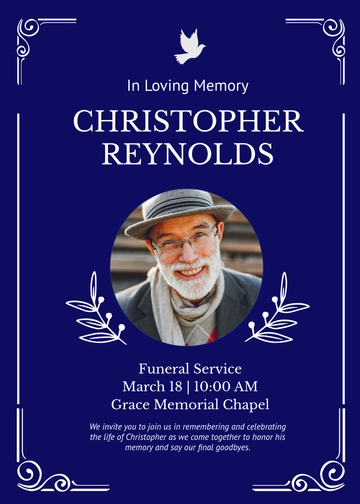 Blue Funeral Service Invitation Template - Edit Online & Download