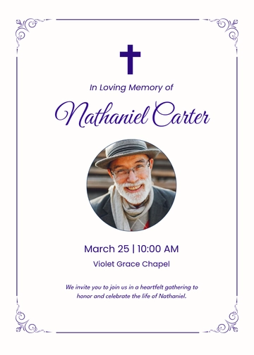 Blank Purple Funeral Service Invitation Template - Edit Online & Download